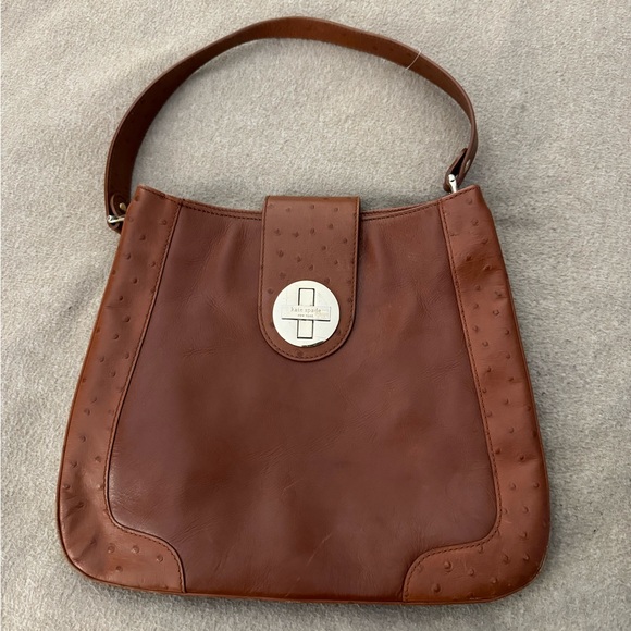kate spade Handbags - Kate Spade Shoulder Bag Ostrich Brown Leather Brown Women Purse